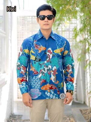 Kemeja Batik Tulis Ikan Koi Lengan panjang