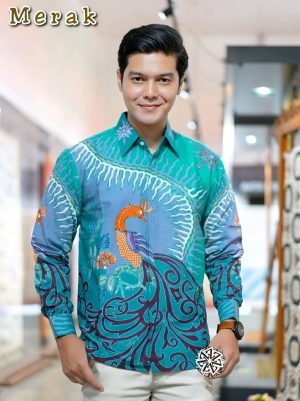 Kemeja Batik Tulis Merak Lengan panjang