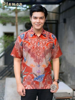 Kemeja Batik Tulis Motif Heksagonal Lengan pendek