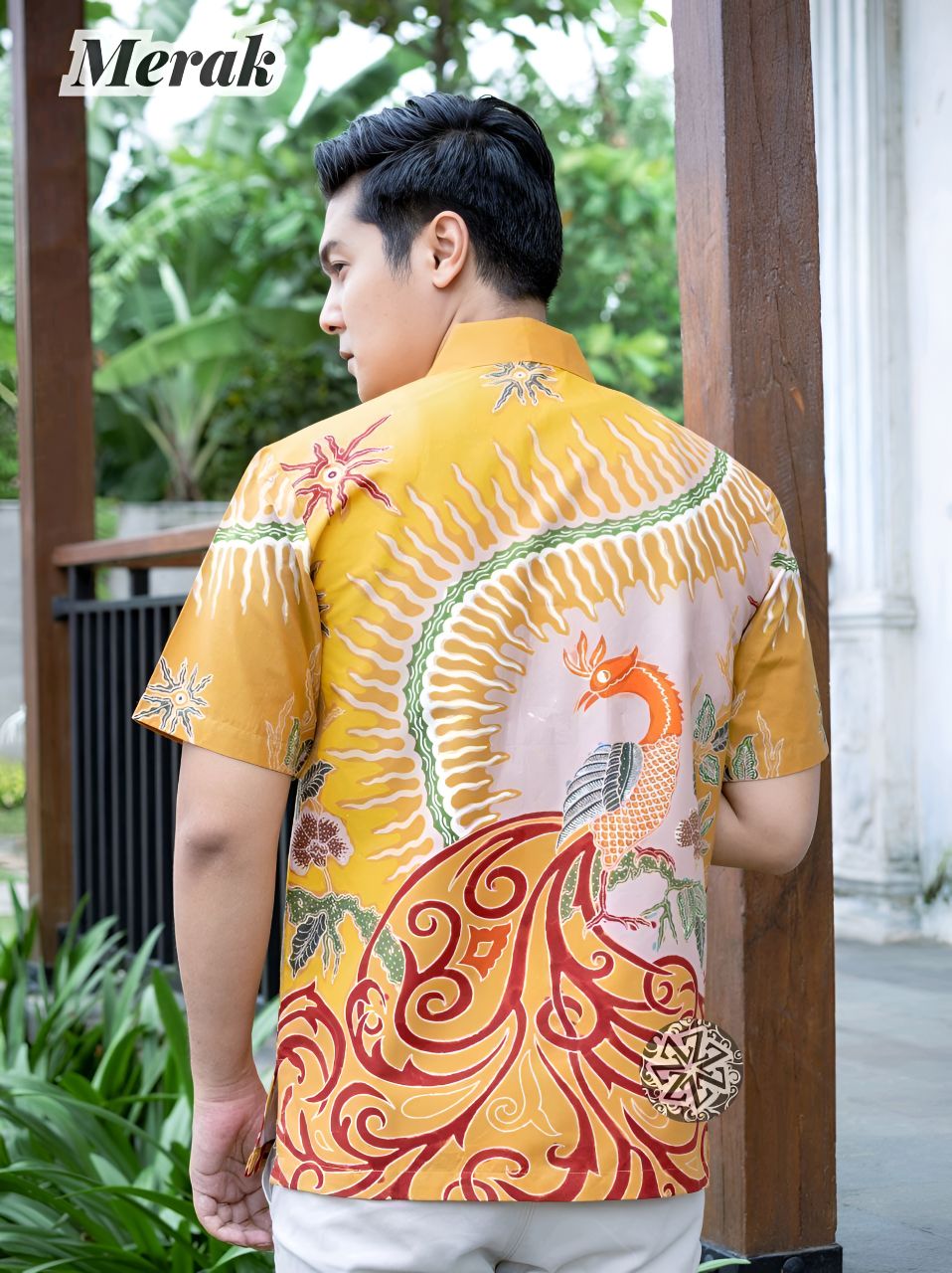 Kemeja Batik Tulis Motif Merak Lengan pendek - Gambar 2