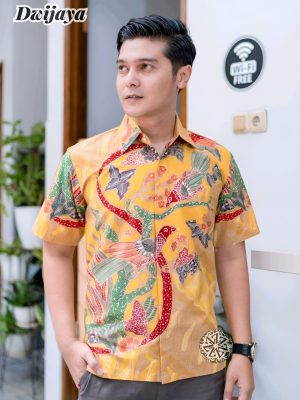 Kemeja Batik Tulis Motif Dwijaya Lengan pendek