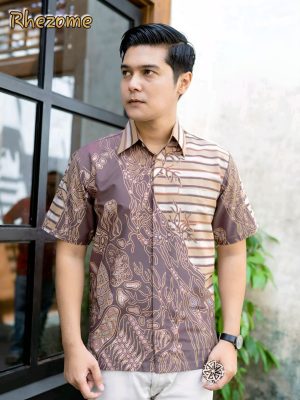 Kemeja Batik Tulis Motif Rhezome Lengan pendek