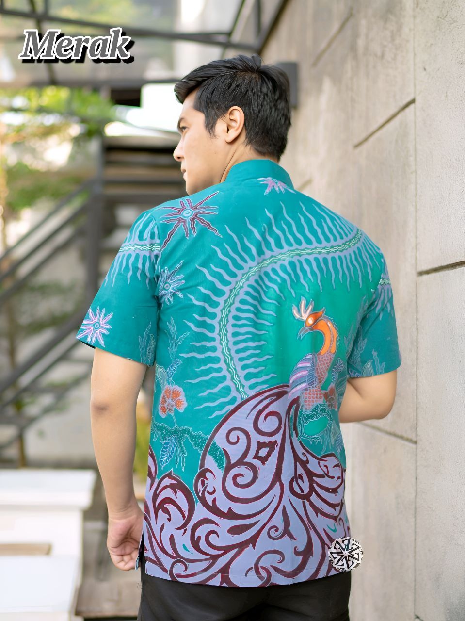 Kemeja Batik Tulis Motif Merak Lengan pendek - Gambar 2