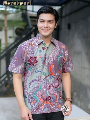 Kemeja Batik Tulis Motif Merakpari Lengan pendek