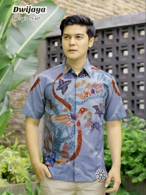 Kemeja Batik Tulis Motif Dwijaya Lengan pendek