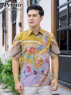 Kemeja Batik Tulis Motif Pesisir Lengan pendek
