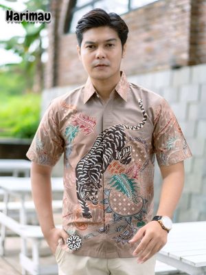 Kemeja Batik Tulis Motif Harimau Lengan pendek