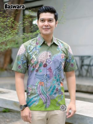 Kemeja Batik Tulis Motif Baswara Lengan pendek