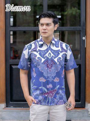 Kemeja Batik Tulis Motif Diamond Lengan pendek