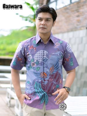 Kemeja Batik Tulis Motif Baswara Lengan pendek