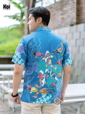 Kemeja Batik Tulis Motif Ikan Koi Lengan pendek