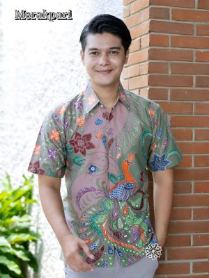 Kemeja Batik Tulis Motif Merakpari Lengan pendek